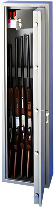 Large 9 gun safe with locking ammo top