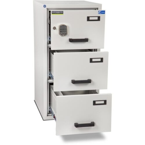 Burtonsafes 3 Drawer FireFile secured digital electronic lock open Burtonsafes 3 Drawer FireFile secured digital electronic lock open