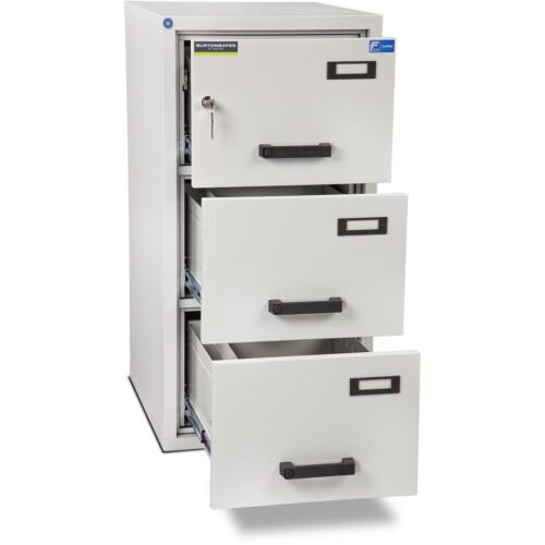 Burtonsafes 3 Drawer FireFile secured key lock open Burtonsafes 3 Drawer FireFile secured key lock open
